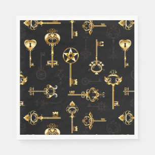 Serviette En Papier Motif sans couture avec des clés dorées