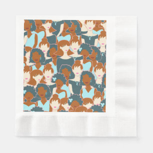 Serviette En Papier Motif sans couture avec des filles noires et des f