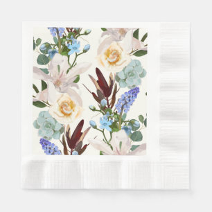 Serviette En Papier Motif sans couture avec des fleurs dessinées à la