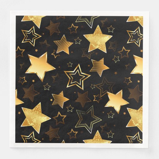 Serviette En Papier Motif sans couture avec étoiles d'or (Devant)