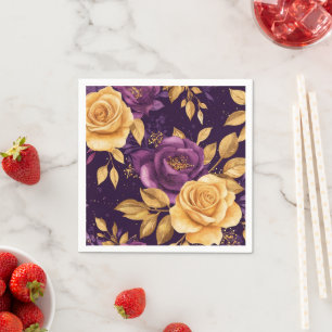 Serviette En Papier motif sans couture avec fleurs violettes