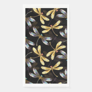 Serviette En Papier Motif sans couture avec libellules d'or