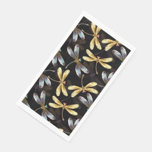 Serviette En Papier Motif sans couture avec libellules d'or (Coin)