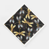 Serviette En Papier Motif sans couture avec libellules d'or (Coin)