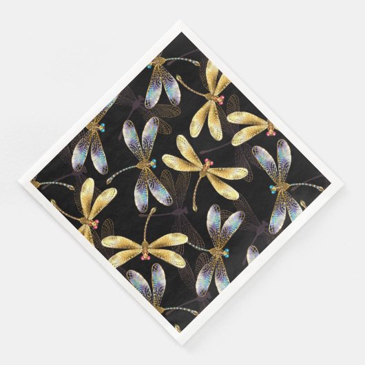 Serviette En Papier Motif sans couture avec libellules d'or (Coin)