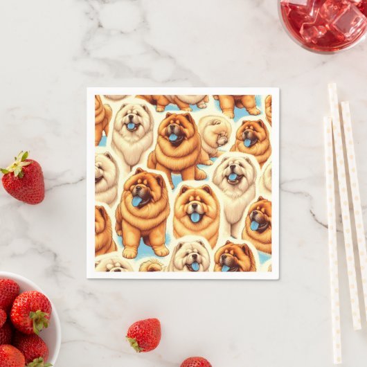 Serviette En Papier Motif sans couture de Chow-Chow Retro (En situation)