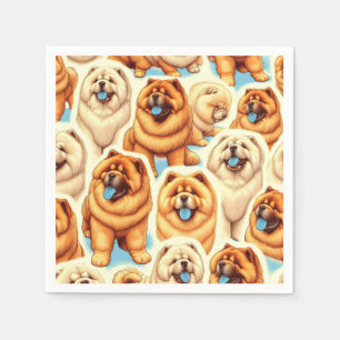 Serviette En Papier Motif sans couture de Chow-Chow Retro