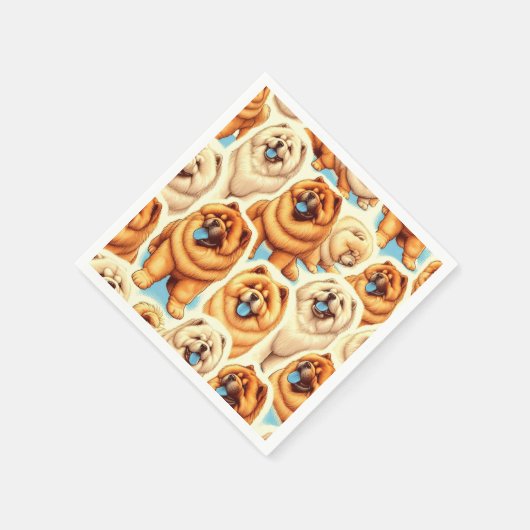 Serviette En Papier Motif sans couture de Chow-Chow Retro (Coin)