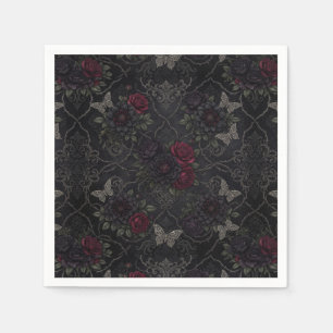Serviette En Papier Motif sans couture de Damas gothique foncé avec de