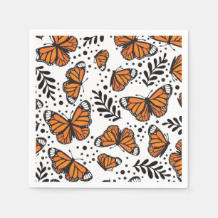 Serviette En Papier Motif sans couture de papillon monarque dessiné à 