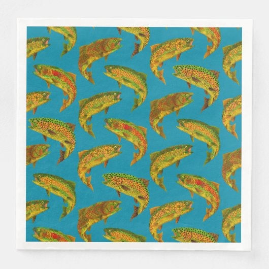 Serviette En Papier Motif sans couture de truite arc-en-ciel de la feu (Devant)