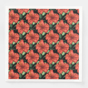Serviette En Papier Motif sans couture Fleurs rouges tropicales feuill