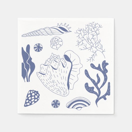 Serviette En Papier Motif sans joint avec coquillages (Devant)