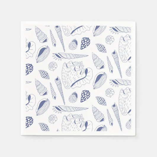 Serviette En Papier Motif sans joint avec coquillages (Devant)