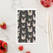 Serviette En Papier Motif sans soudure de Pâques avec poulet. (En situation)