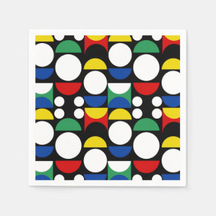 Serviette En Papier Motif scandinave noir du Bauhaus du milieu du sièc