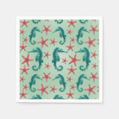 Serviette En Papier Motif Seahorse turquoise (Devant)