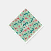 Serviette En Papier Motif Seahorse turquoise (Coin)