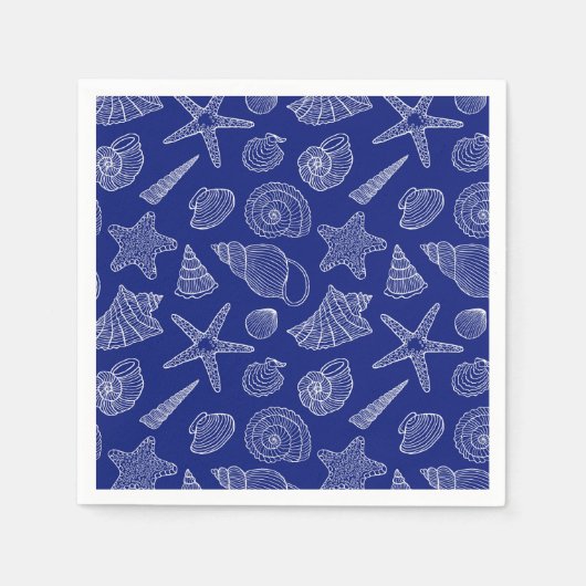 Serviette En Papier Motif Shell bleu clair (Devant)