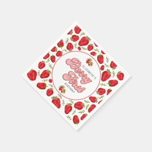 Serviette En Papier Motif simple fraise 1er anniversaire Berry 1er (Coin)