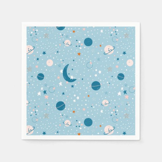 Serviette En Papier Motif Sky & Space bleu (Devant)