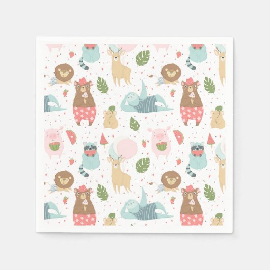 Serviette En Papier Motif Sloth & Friends (Devant)