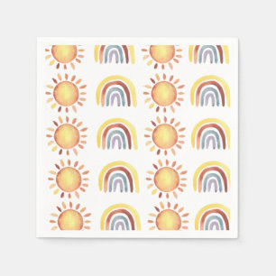 Serviette En Papier Motif soleil et arc-en-ciel