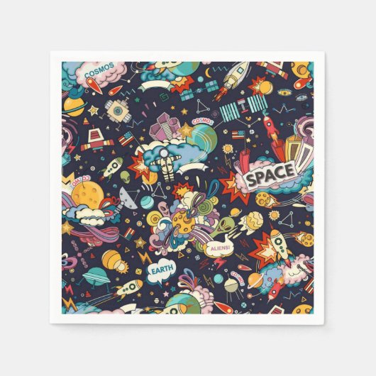 Serviette En Papier Motif spatial (Devant)