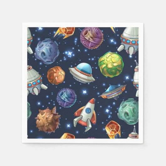 Serviette En Papier Motif spatial (Devant)