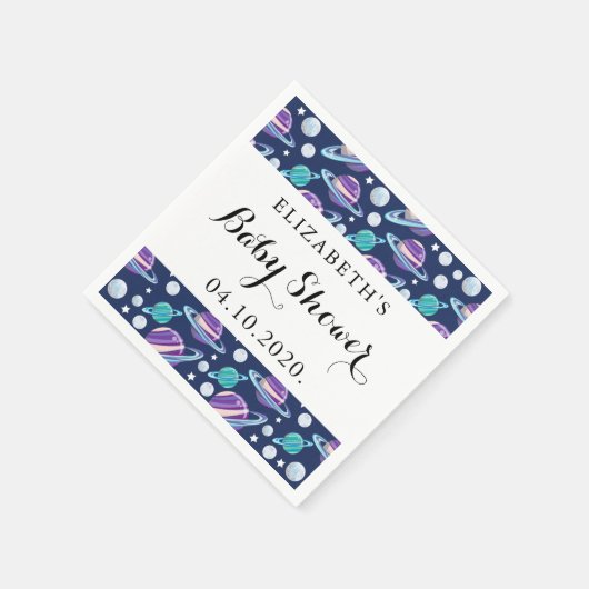 Serviette En Papier Motif spatial, Planètes, Étoiles, Galaxie, Baby sh (Coin)