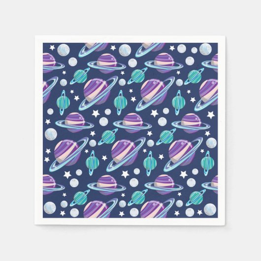 Serviette En Papier Motif spatial, Planètes, Étoiles, Galaxie, Cosmos (Devant)