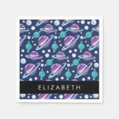 Serviette En Papier Motif spatial, Planètes, Étoiles, Galaxie, Votre n (Devant)