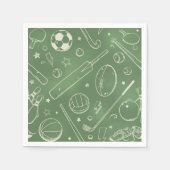 Serviette En Papier Motif sportif vert (Devant)