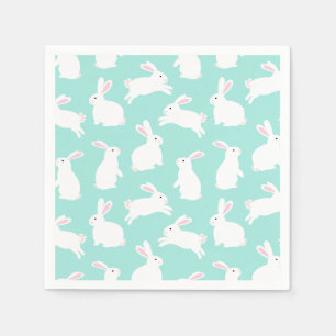 Serviette En Papier Motif Spring White Bunnies