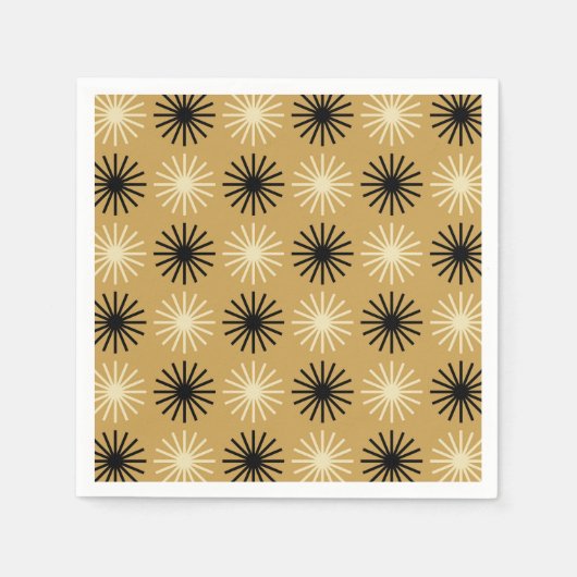 Serviette En Papier Motif Starburst moderne du milieu du siècle (Devant)