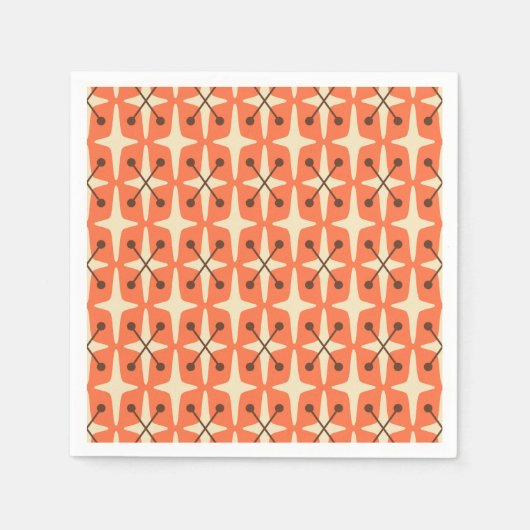 Serviette En Papier Motif Starburst moderne du milieu du siècle (Devant)