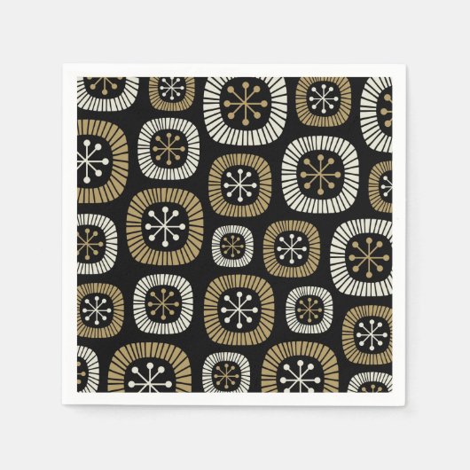 Serviette En Papier Motif Starburst moderne du milieu du siècle (Devant)