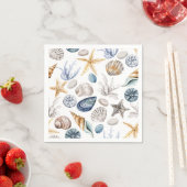 Serviette En Papier Motif Starfish Et Seashell (En situation)