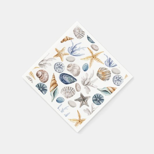 Serviette En Papier Motif Starfish Et Seashell (Coin)