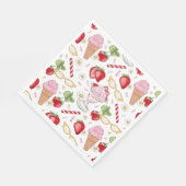 Serviette En Papier Motif Sundae fraise (Coin)
