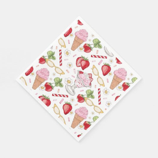 Serviette En Papier Motif Sundae fraise (Coin)