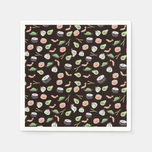 Serviette En Papier Motif sushi noir mignon