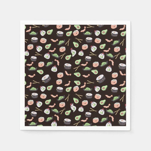Serviette En Papier Motif sushi noir mignon (Devant)