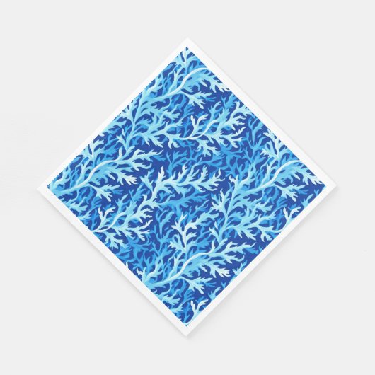 Serviette En Papier Motif textile du littoral d'algues bleues (Coin)