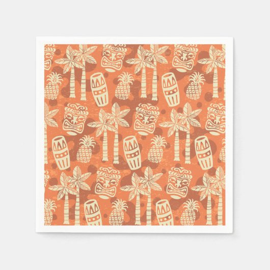 Serviette En Papier Motif Tiki moderne du milieu du siècle rétro (Devant)