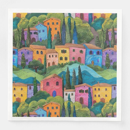 Serviette En Papier Motif Toscane moderne (Devant)
