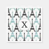 Serviette En Papier Motif tour Monogram Aqua Chic Eiffel (Devant)
