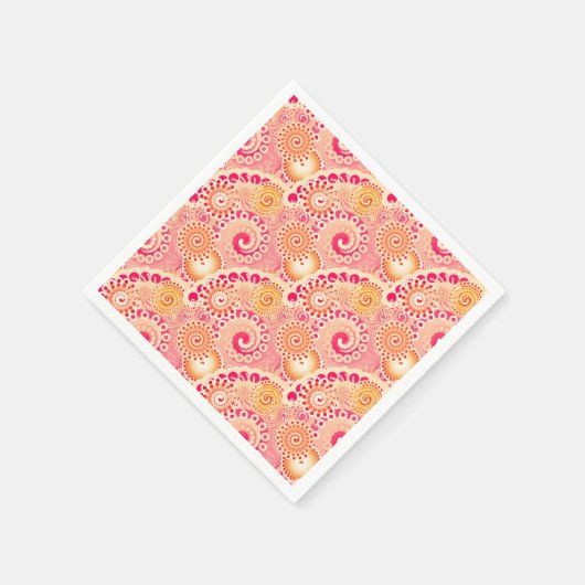 Serviette En Papier Motif tourbillon fractal, corail, pêche (Coin)