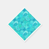 Serviette En Papier Motif tourbillon fractal, nuances bleu océan (Coin)