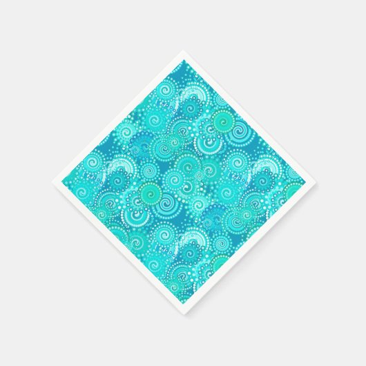 Serviette En Papier Motif tourbillon fractal, nuances bleu océan (Coin)